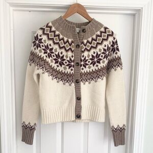 Boden Cream/Maroon/Taupe Fair Isle Sweater Size 2